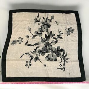 Black and pearl white floral print scarf
